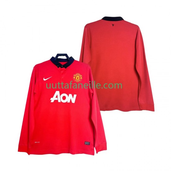 Jalkapallo Pelipaitoja Manchester United 2013 2014 Retro Mies Kotipeliasu Pitkähihainen