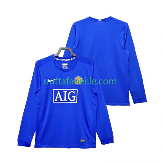 Jalkapallo Pelipaitoja Manchester United 2009 Retro Mies Kolmas peliasu 2008 Pitkähihainen