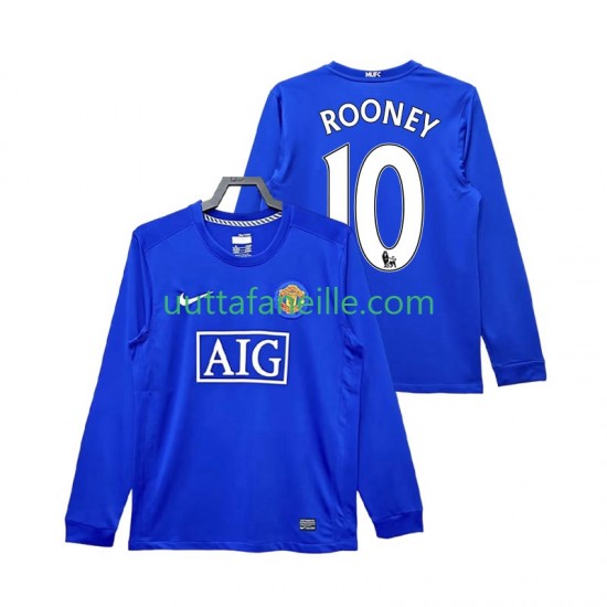 Jalkapallo Pelipaitoja Manchester United Rooney 10 2009 Retro Mies Kolmas peliasu 2008 Pitkähihainen