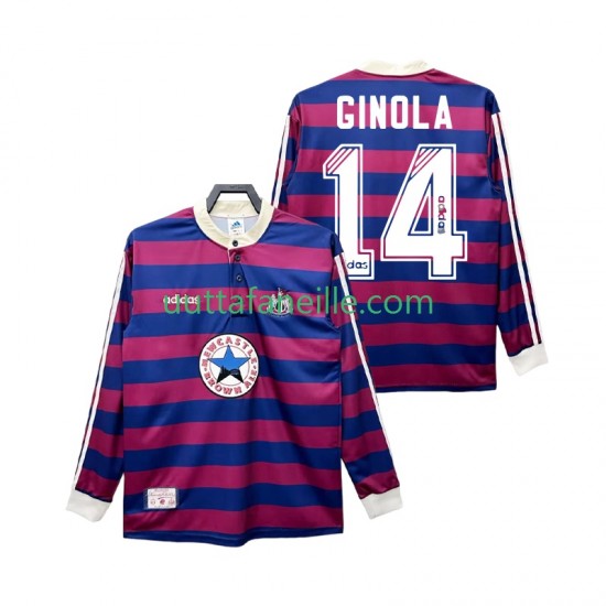 Jalkapallo Pelipaitoja Newcastle United GINOLA 14 1995 1997 Retro Mies Vieraspeliasu Pitkähihainen