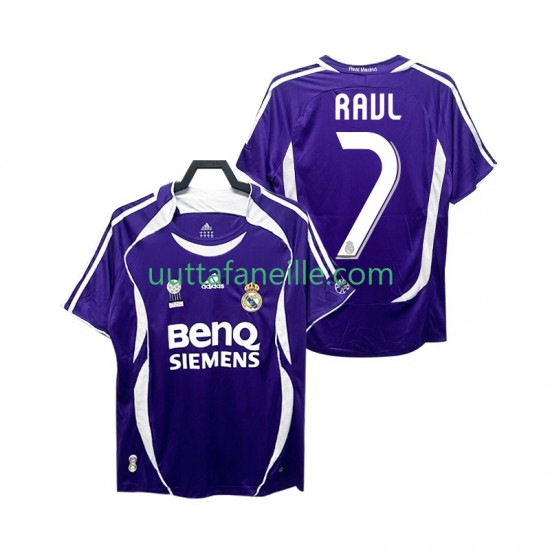 Jalkapallo Pelipaitoja Real Madrid RAUL 7 2007 Retro Mies Vieraspeliasu 2006 Lyhythihainen