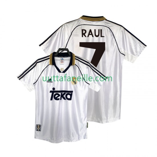 Jalkapallo Pelipaitoja Real Madrid RAUL 7 2000 Retro Mies Kotipeliasu 1998 Lyhythihainen