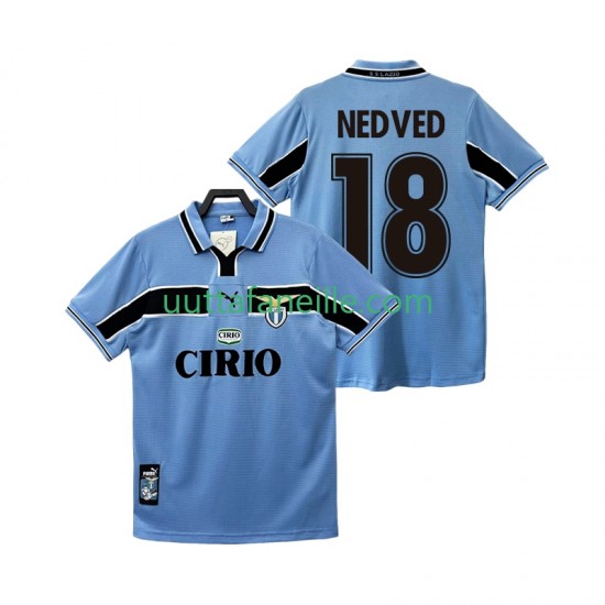 Jalkapallo Pelipaitoja SS Lazio NEDVED 18 Retro Mies Kotipeliasu 1998 1999 Lyhythihainen