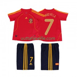 Jalkapallo Pelipaitoja Espanja DAVID VILLA 7 Retro Lasten Kotipeliasu 2008 Lyhythihainen