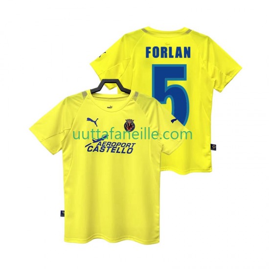 Jalkapallo Pelipaitoja Villarreal CF FORLAN 5 2005 Retro Mies Kotipeliasu 2006 Lyhythihainen