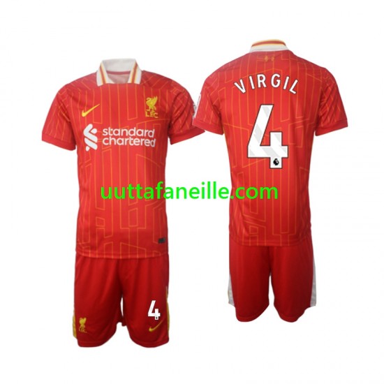 Jalkapallo Pelipaitoja Liverpool Virgil 4 Lasten Kotipeliasu 2024-2025 Lyhythihainen