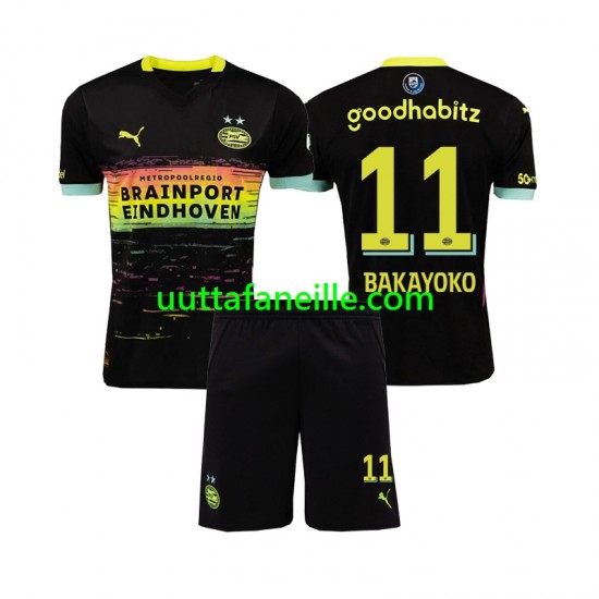Jalkapallo Pelipaitoja PSV Eindhoven Johan Bakayoko 11 Lasten Vieraspeliasu 2024-2025 Lyhythihainen