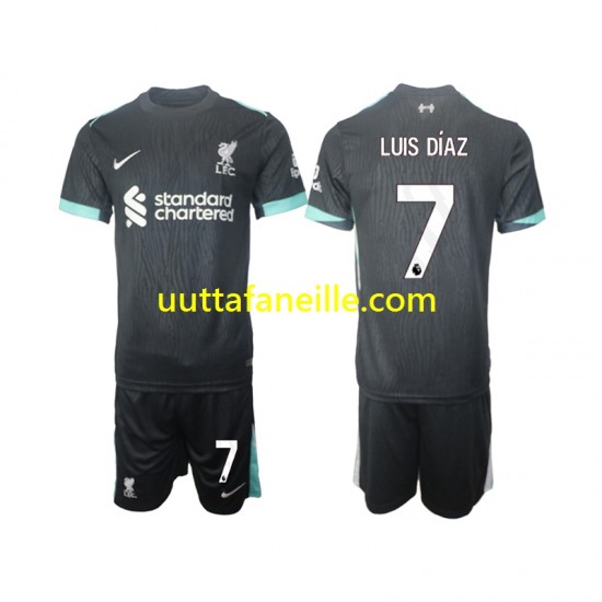 Jalkapallo Pelipaitoja Liverpool Luis Diaz 7 Lasten Vieraspeliasu 2024-2025 Lyhythihainen