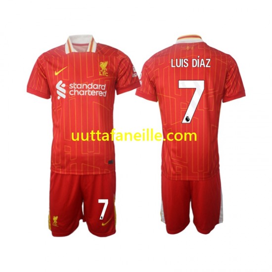 Jalkapallo Pelipaitoja Liverpool Luis Diaz 7 Lasten Kotipeliasu 2024-2025 Lyhythihainen