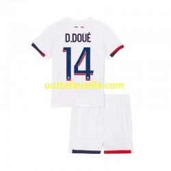 Jalkapallo Pelipaitoja Paris Saint-Germain Desire Doue 14 Lasten Vieraspeliasu 2024-2025 Lyhythihainen