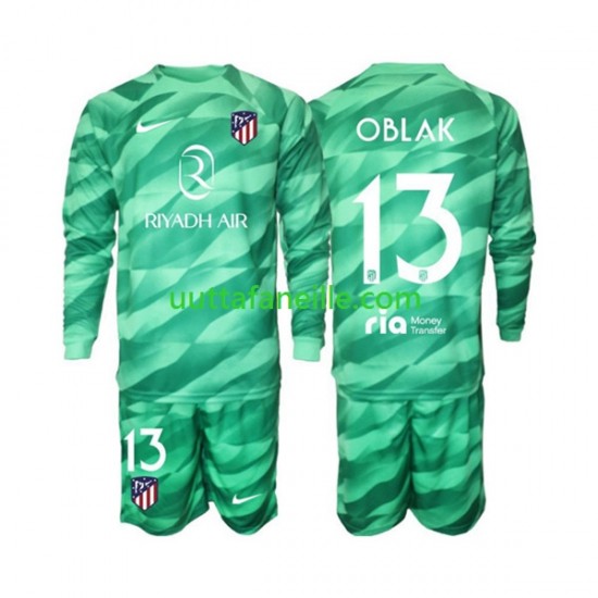 Jalkapallo Pelipaitoja Atlético Madrid Jan Oblak 13 Green color Maalivahti Lasten Vieraspeliasu 2023-2024 Pitkähihainen