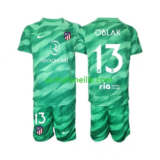 Jalkapallo Pelipaitoja Atlético Madrid Jan Oblak 13 Green color Maalivahti Lasten Vieraspeliasu 2023-2024 Lyhythihainen