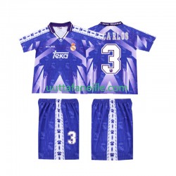 Jalkapallo Pelipaitoja Real Madrid R CARLOS 3 1996-1997 Retro Lasten Vieraspeliasu Lyhythihainen