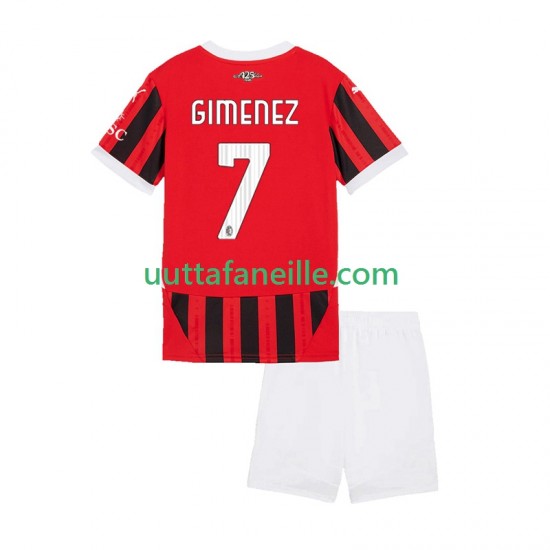 Jalkapallo Pelipaitoja AC Milan Santiago Gimenez 7 Lasten Kotipeliasu 2024-2025 Lyhythihainen