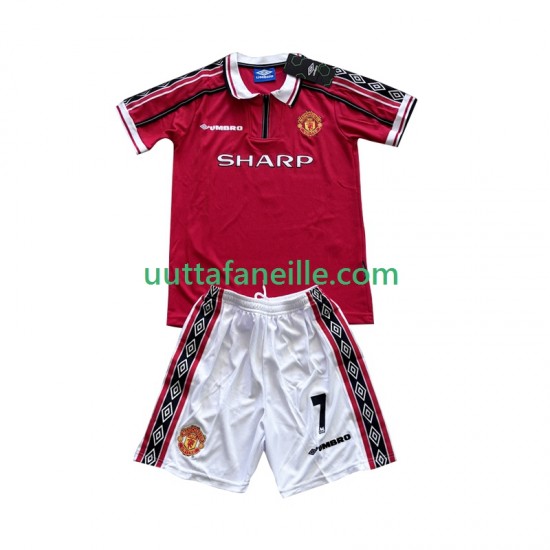 Jalkapallo Pelipaitoja Manchester United Beckham 7 Retro Lasten Kotipeliasu 1998 1999 Lyhythihainen
