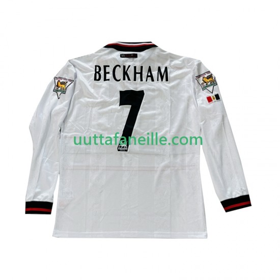 Jalkapallo Pelipaitoja Manchester United Beckham 7 Retro Mies Vieraspeliasu 1998 1999 Pitkähihainen