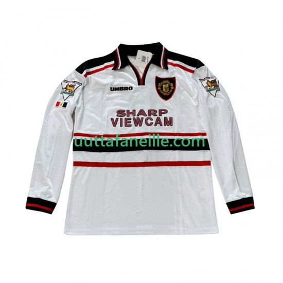 Jalkapallo Pelipaitoja Manchester United Beckham 7 Retro Mies Vieraspeliasu 1998 1999 Pitkähihainen