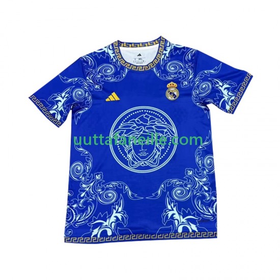 Jalkapallo Pelipaitoja Real Madrid Versace Blue Edition Mies Kotipeliasu 2024-2025 Lyhythihainen