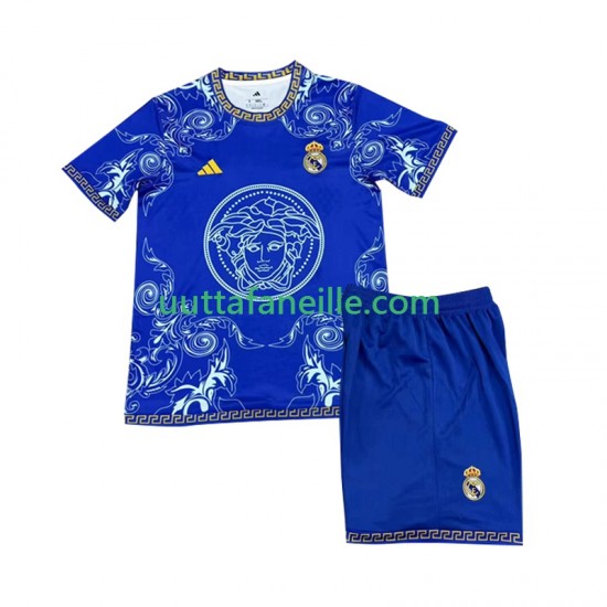 Jalkapallo Pelipaitoja Real Madrid Versace Blue Edition Lasten Kotipeliasu 2024-2025 Lyhythihainen