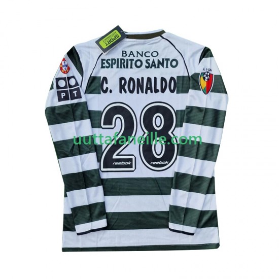 Jalkapallo Pelipaitoja Sporting CP Cristiano Ronaldo 28 2001 2003 Retro Mies Kotipeliasu Pitkähihainen
