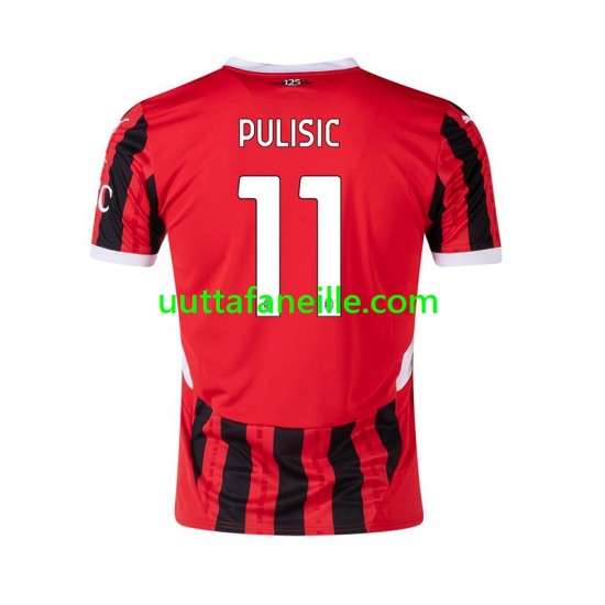 Jalkapallo Pelipaitoja AC Milan Pulisic 11 Mies Kotipeliasu 2024-2025 Lyhythihainen