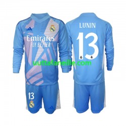 Jalkapallo Pelipaitoja Real Madrid Andriy Lunin 13 Maalivahti Lasten Kotipeliasu 2024-2025 Pitkähihainen