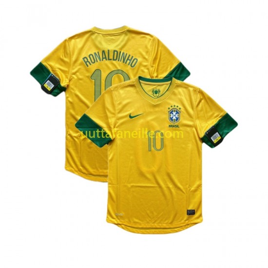 Jalkapallo Pelipaitoja Brasilia RONALDINHO 10 2012 Retro Mies Kotipeliasu Lyhythihainen