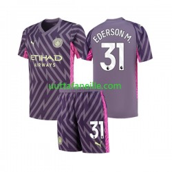 Jalkapallo Pelipaitoja Manchester City Ederson Moraes 31 Maalivahti Lasten Vieraspeliasu 2023-2024 Lyhythihainen