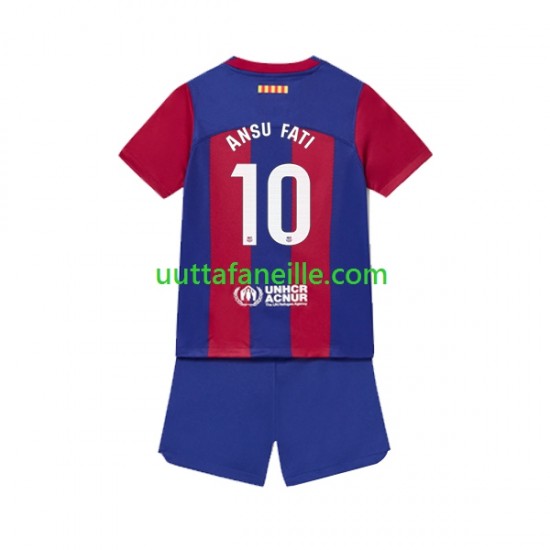 Jalkapallo Pelipaitoja FC Barcelona Ansu Fati 10 Lasten Kotipeliasu 2023-2024 Lyhythihainen