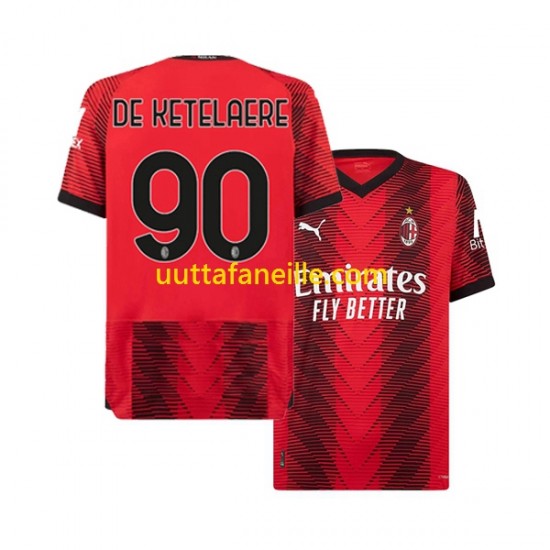 Jalkapallo Pelipaitoja AC Milan Charles De Ketelaere 90 Mies Kotipeliasu 2023-2024 Lyhythihainen