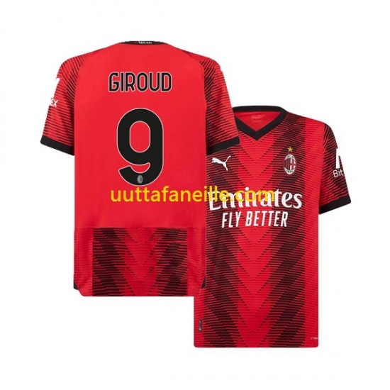 Jalkapallo Pelipaitoja AC Milan Olivier Giroud 9 Mies Kotipeliasu 2023-2024 Lyhythihainen