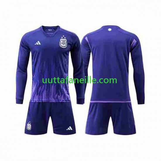 Jalkapallo Pelipaitoja Argentiina 3 Stars Lasten Vieraspeliasu MM-kisat 2022 Pitkähihainen