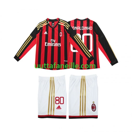 Jalkapallo Pelipaitoja AC Milan RONALDINHO 80 2013 2014 Retro Lasten Kotipeliasu Pitkähihainen