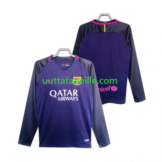 Jalkapallo Pelipaitoja FC Barcelona 2016 2017 Retro Mies Vieraspeliasu Pitkähihainen