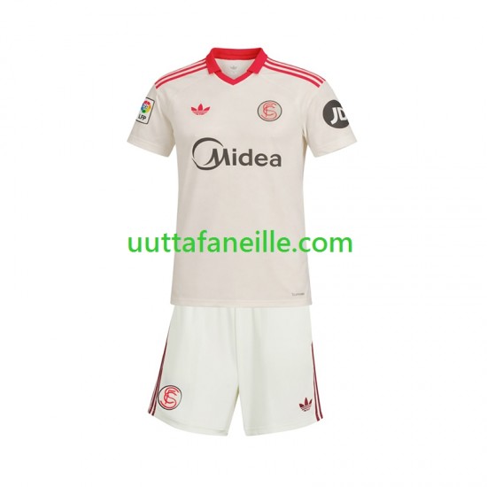 Jalkapallo Pelipaitoja Sevilla FC Retro Lasten Kotipeliasu 2025-2026 Lyhythihainen