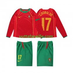 Jalkapallo Pelipaitoja Portugali Cristiano Ronaldo 17 Retro Lasten Kotipeliasu 2004 Pitkähihainen