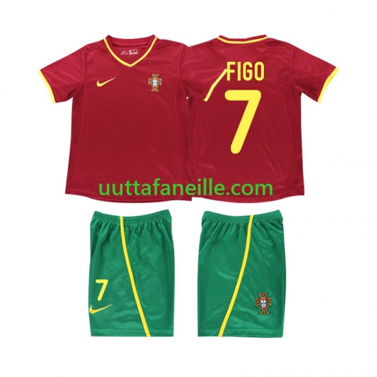 Jalkapallo Pelipaitoja Portugali FIGO 7 Retro Lasten Kotipeliasu 2002 Lyhythihainen