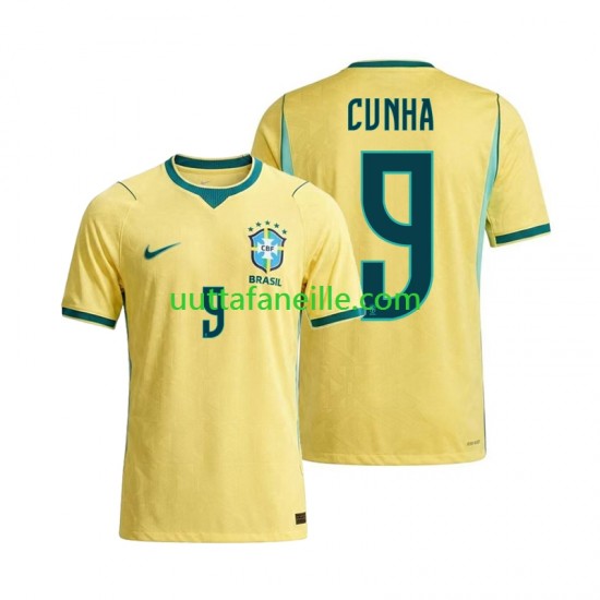 Jalkapallo Pelipaitoja Brasilia Matheus Cunha 9 Mies Kotipeliasu MM-kisat 2026 Lyhythihainen
