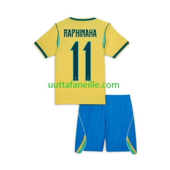 Jalkapallo Pelipaitoja Brasilia Raphinha 11 Lasten Kotipeliasu MM-kisat 2026 Lyhythihainen