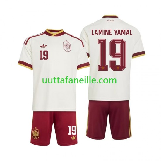 Jalkapallo Pelipaitoja Espanja Lamine Yamal 19 Lasten Vieraspeliasu MM-kisat 2026 Lyhythihainen
