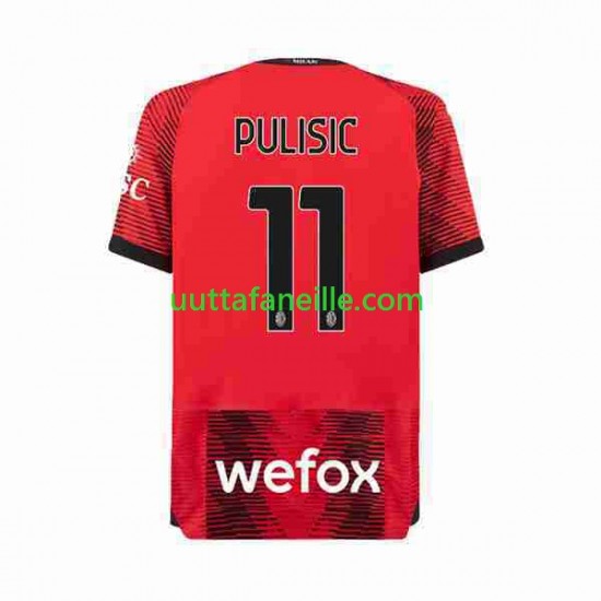 Jalkapallo Pelipaitoja AC Milan Christian Pulisic 11 Mies Kotipeliasu 2023-2024 Lyhythihainen
