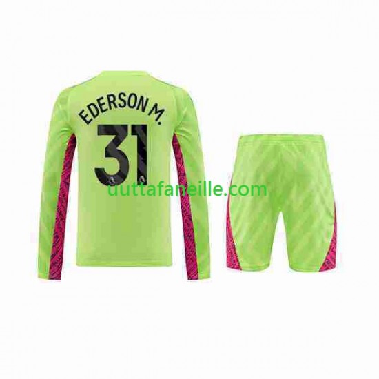 Jalkapallo Pelipaitoja Manchester City Ederson Moraes 31 Maalivahti Lasten Kolmas peliasu 2023-2024 Pitkähihainen