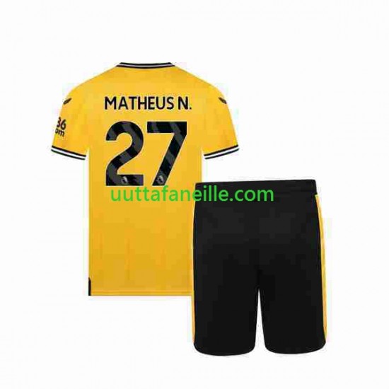 Jalkapallo Pelipaitoja Wolverhampton Wanderers Matheus Nunes 27 Lasten Kotipeliasu 2023-2024 Lyhythihainen