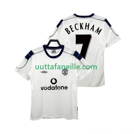 Jalkapallo Pelipaitoja Manchester United BECKHAM 7 2000 2001 Retro Mies Vieraspeliasu Lyhythihainen