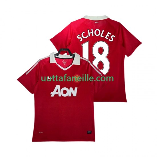 Jalkapallo Pelipaitoja Manchester United SCHOLES 18 Retro Mies Kotipeliasu 2011 2010 Lyhythihainen