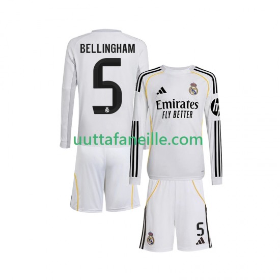 Jalkapallo Pelipaitoja Real Madrid Jude Bellingham 5 Lasten Kotipeliasu 2025-2026 Pitkähihainen