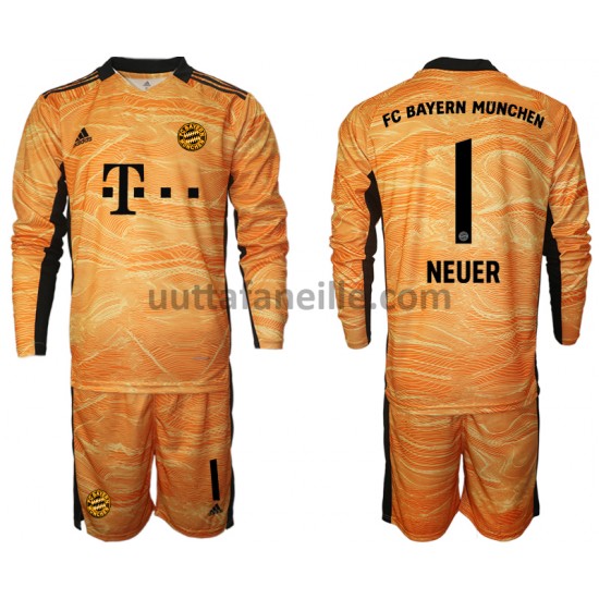 Jalkapallo Pelipaitoja FC Bayern München Manuel Neuer 1 Maalivahti Lasten Kotipeliasu 2021-2022 Pitkähihainen