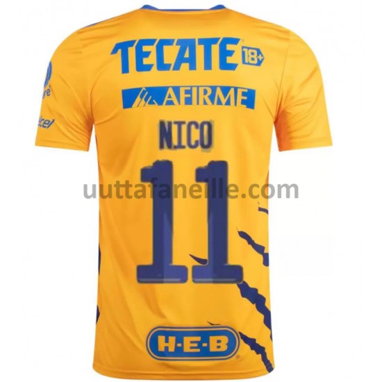 Jalkapallo Pelipaitoja Tigres UANL Nico Lopez 11 Kotipeliasu 2021-2022 Lyhythihainen
