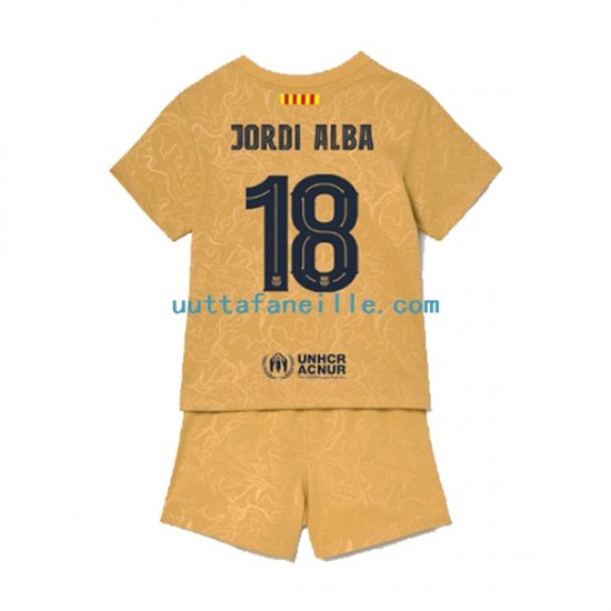 Jalkapallo Pelipaitoja FC Barcelona Jordi Alba 18 Lasten Vieraspeliasu 2022-2023 Lyhythihainen