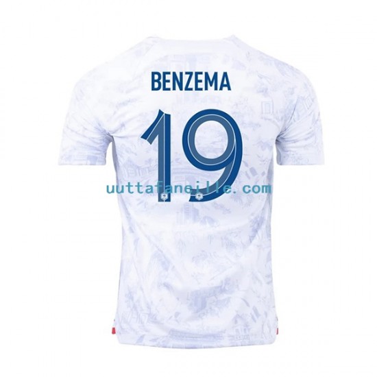Jalkapallo Pelipaitoja Ranska Benzema 19 Mies Vieraspeliasu MM-kisat 2022 Lyhythihainen